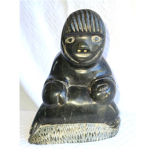 Inuit Serpentine Sculpute Signed CD