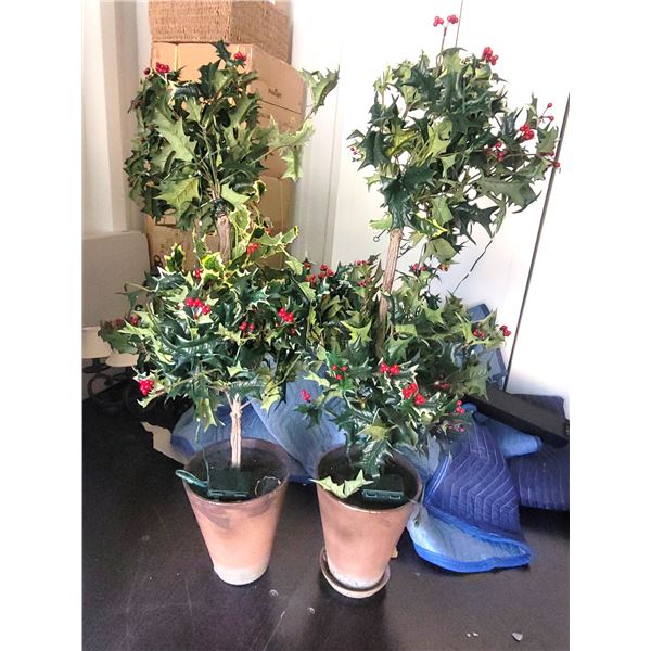 Faux Holly Topiaries B