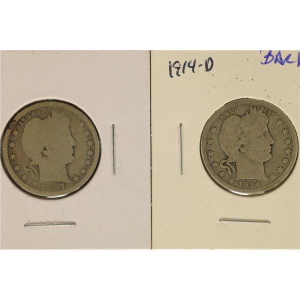 1897 & 1914-D SILVER BARBER QUARTERS