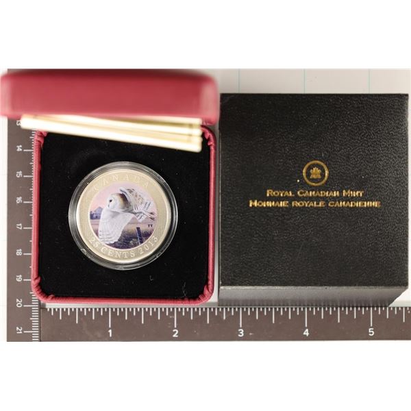 2013 CANADA 25 CENT "BARN OWL" COLORIZED