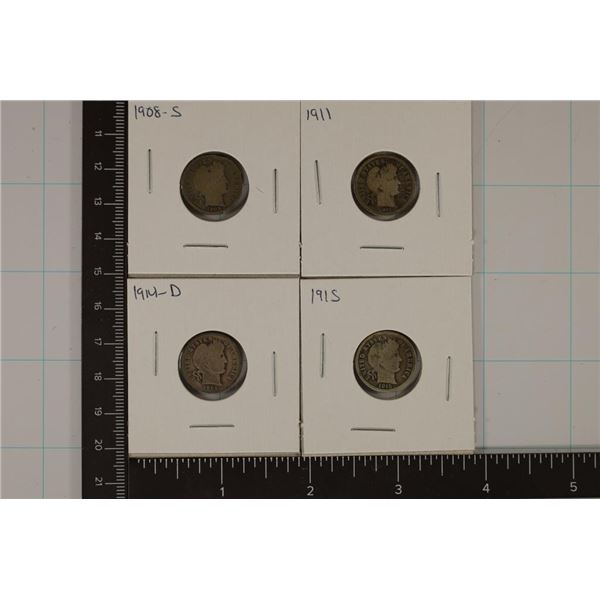 1908-S, 11, 14-D & 1915 SILVER BARBER DIMES: 1911