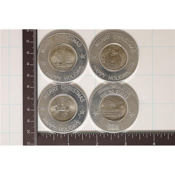 4 ENCASED STATE QUARTERS: 1999-D CONNECTICUT,