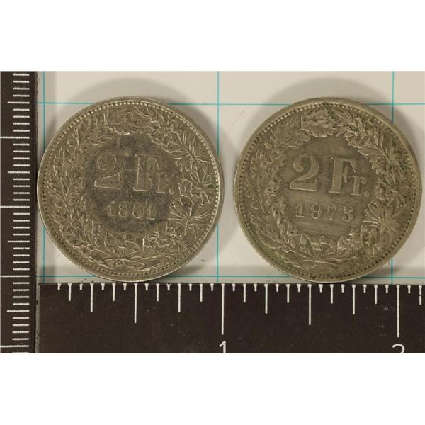 1975 & 1981 SWITZERLAND 2 FRANCS