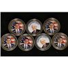 7 PRESIDENTIAL COLORIZED TOKENS.  5-GOLD COLORED