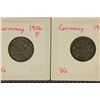 1905-A & 1906-F GERMAN SILVER 1/2 MARK .159 OZ.ASW