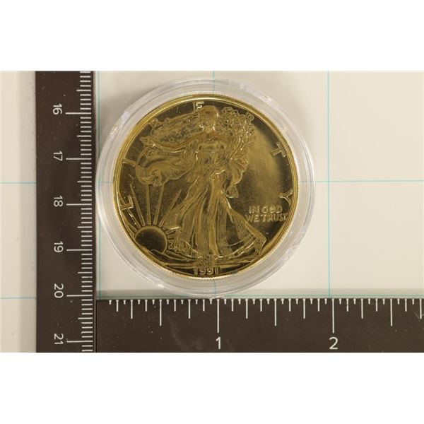 1991 GOLD ELECTROPLATED AMERICAN SILVER EAGLE BU
