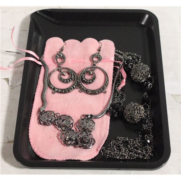 NEW BLACK TRAY WITH NEW JEWELRY PIECES