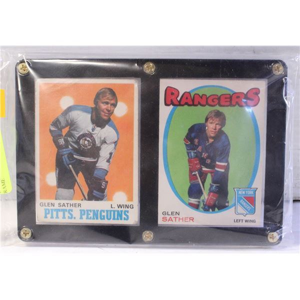 GLEN SATHER TRADING CARDS IN FRAME