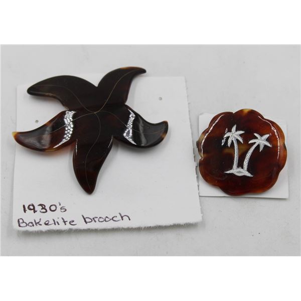 2 BAKELITE BROOCHES