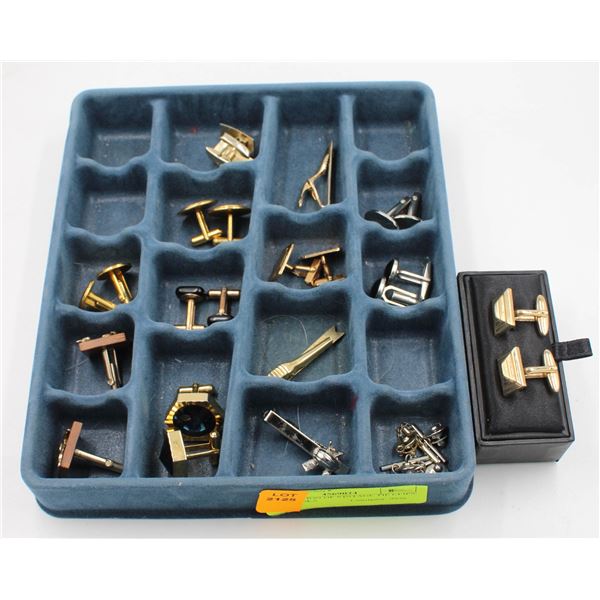 COLLECTION OF VINTAGE TIE CLIPS, CUFF LINKS