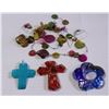 Image 1 : LOT OF GLASS JEWERLY PENDENTS INCLUDES 2 CROSSES
