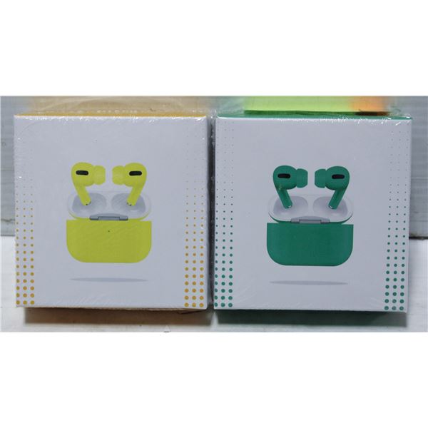 2 NEW PAIRS OF AIRBUDS PRO 1 YELLOW 1 GREEN