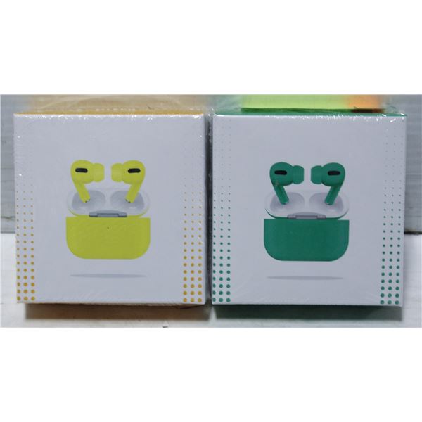2 NEW PAIRS OF AIRBUDS PRO 1 YELLOW 1 GREEN