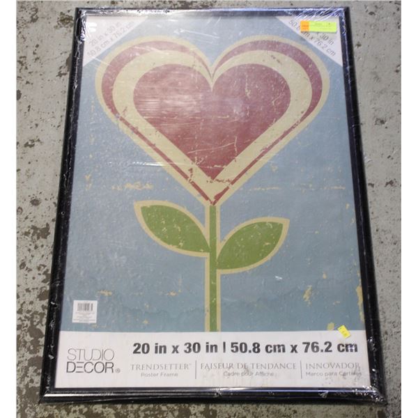 NEW 30x20 WOOD BLACK FRAME
