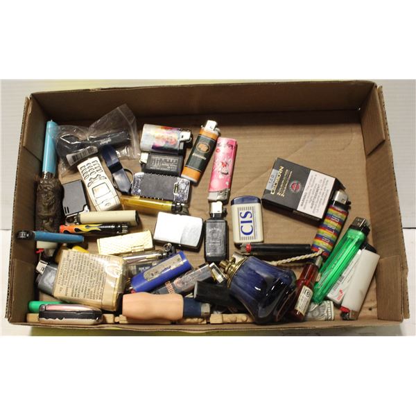 BOX OF APPROX 40 VINTAGE LIGHTERS