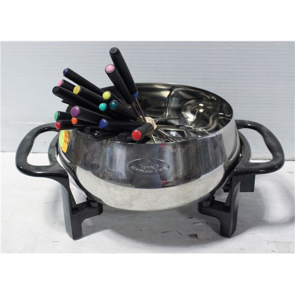 ELECTRIC METAL FONDUE POT WITH FODUE FORKS