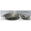 Image 1 : NEW SET OF 2 PEWTER SERVING DISHES, BASKET,