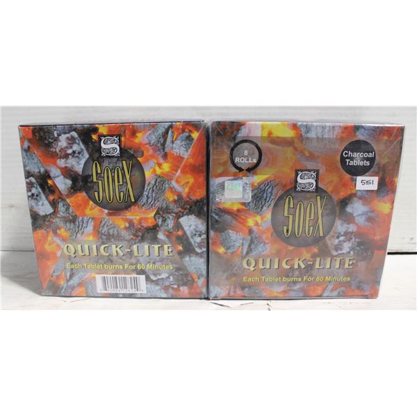 2 NEW QUICK-LITE CHARCOAL TABLETS - 8 ROLLS PER