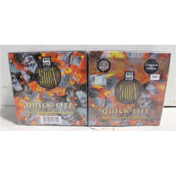 2 NEW QUICK-LITE CHARCOAL TABLETS - 8 ROLLS PER
