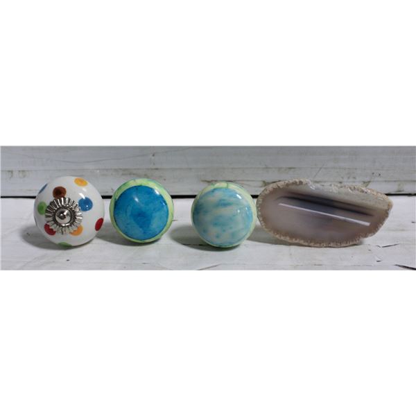 4 NEW COLORFUL DECORATIVE GLASS KNOBS