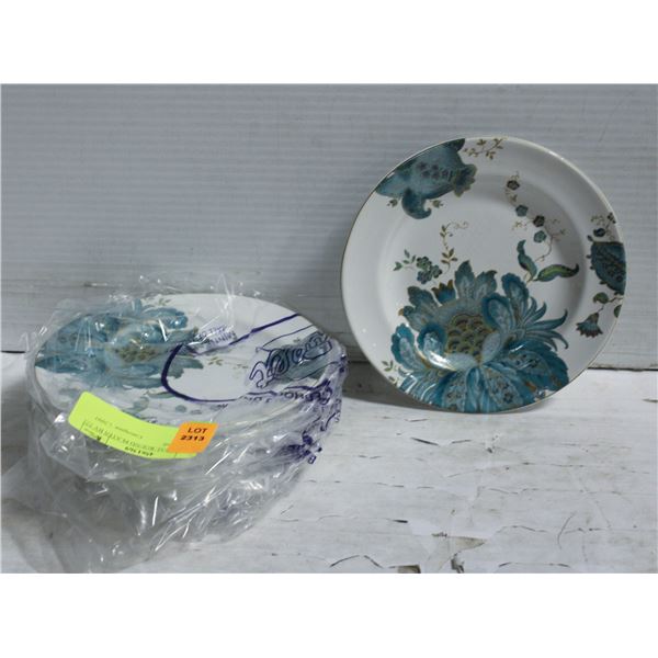 6 ELIZA TEAL ROUND PLATES BY 222 FIFTH - FINE