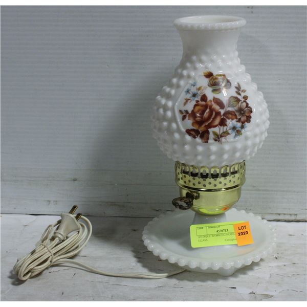 ANTIQUE WORKING HOBNAIL MILK GLASS