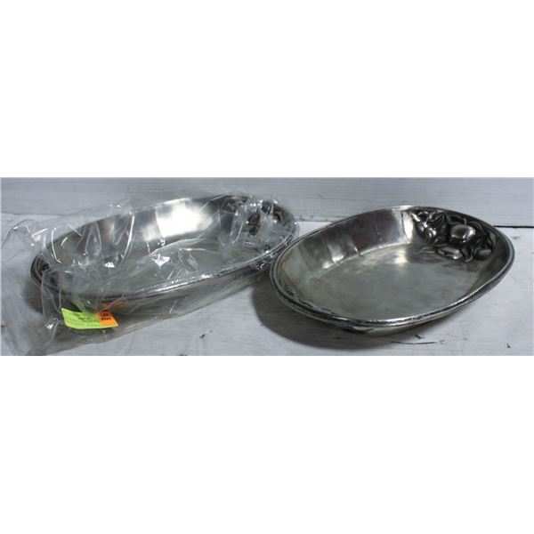 NEW SET OF 2 SERVING WARE PEWTER APPLES - 15" x 1