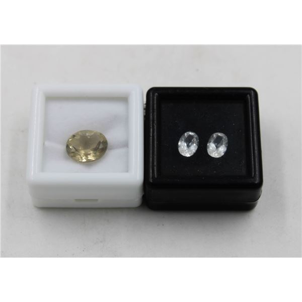 #250- UNHEATED LEMON QZ 3.57 CT  & WHITE TOPAZ 1.7