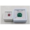 Image 1 : #242-UNHEATED GREEN AGATE 11.35CT & RED RUBY 2.35C