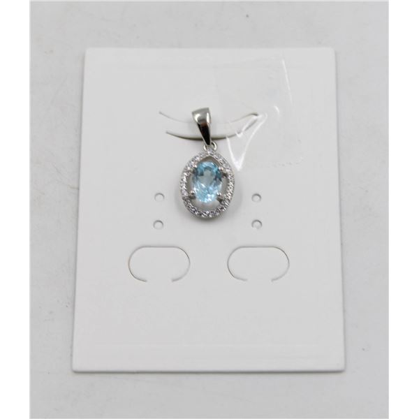 #05-SKY BLUE TOPAZ & CZ GEMSTONE PENDANT