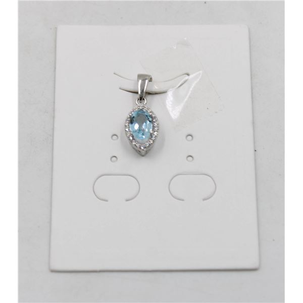 #04-SKY BLUE TOPAZ & CZ GEMSTONE PENDANT