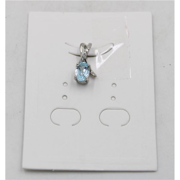 #09-SKY BLUE TOPAZ & CZ GEMSTONE PENDANT