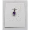 Image 1 : #87-UNHEATED  AMETHYST & CZ GEMSTONE PENDANT