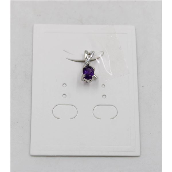 #90-UNHEATED  AMETHYST & CZ GEMSTONE PENDANT
