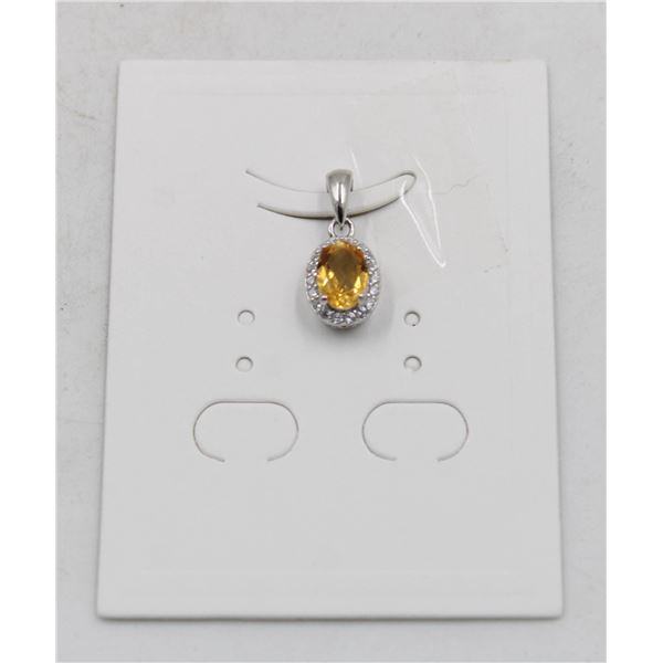 #59-UNHEATED CITRINE  & CZ GEMSTONE PENDANT