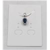 Image 1 : #29-HEATED BLUE SAPPHIRE  & CZ GEMSTONE PENDANT