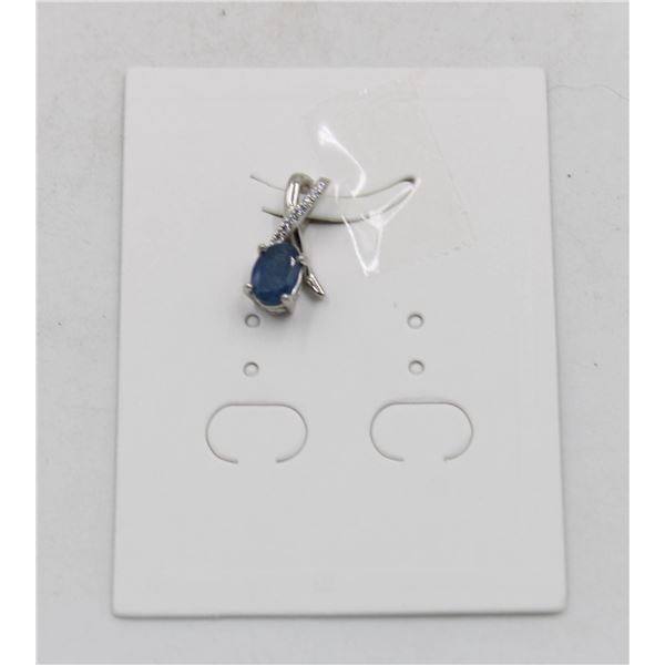 #33-HEATED BLUE SAPPHIRE  & CZ GEMSTONE PENDANT