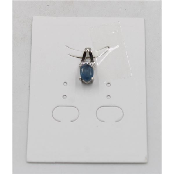 #23-HEATED BLUE SAPPHIRE  & CZ GEMSTONE PENDANT