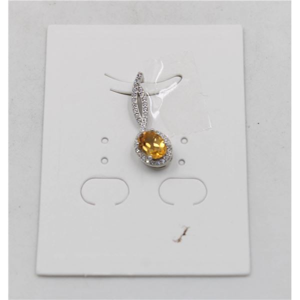 #54-UNHEATED CITRINE  & CZ GEMSTONE PENDANT
