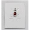 Image 1 : #101-UNHEATED  RED GARNET  & CZ GEMSTONE PENDANT