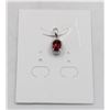 Image 1 : #115-UNHEATED  RED GARNET  & CZ GEMSTONE PENDANT