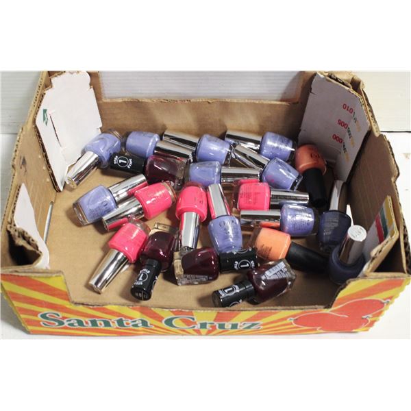 BOX OF NEW NAIL POLISH VARIOUS COLORS