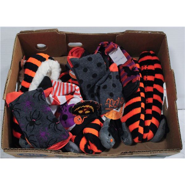 BOX OF HALLOWEEN SLIPPERS AND SOCKS