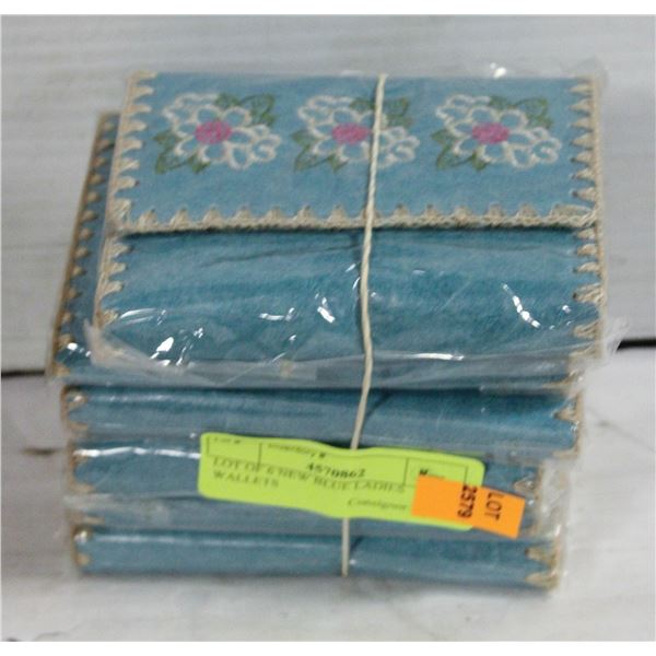 LOT OF 6 NEW BLUE LADIES WALLETS