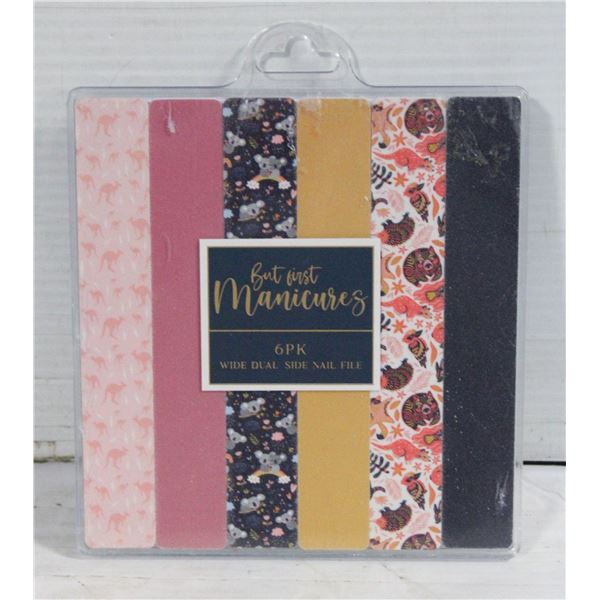 NEW BELLA BEAUTY 6 PK WIDE DUAL SIDE NAIL FILES