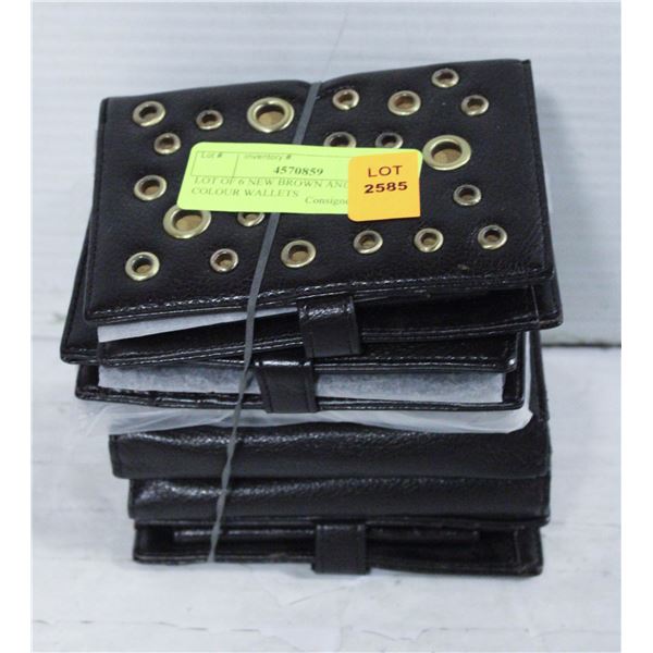 LOT OF 6 NEW BROWN AND GOLD COLOUR WALLETS