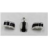 Image 1 : BLACK AND WHITE CLIP ON EARRING AND PENDANT SET