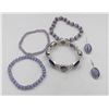 Image 1 : LOT OF PURPLE STONE JEWELRY INCLUDING 4 BRACELETS