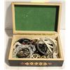 Image 1 : WOOD JEWELRY BOX WITH ESTATE JEWELRY-ESTATE