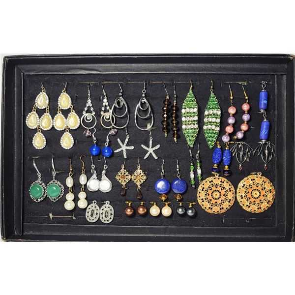 11)  DISPLAY CASE WITH 24 PAIRS OF EARRINGS INCLUD